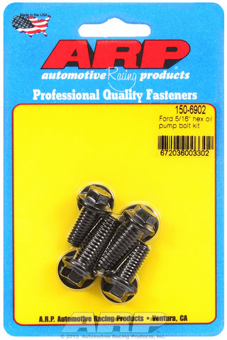 Oil Pump Bolt Kit for Ford 3/8˝ & 5/16˝ 4 piece bolt kit Black Oxide - Hex Head