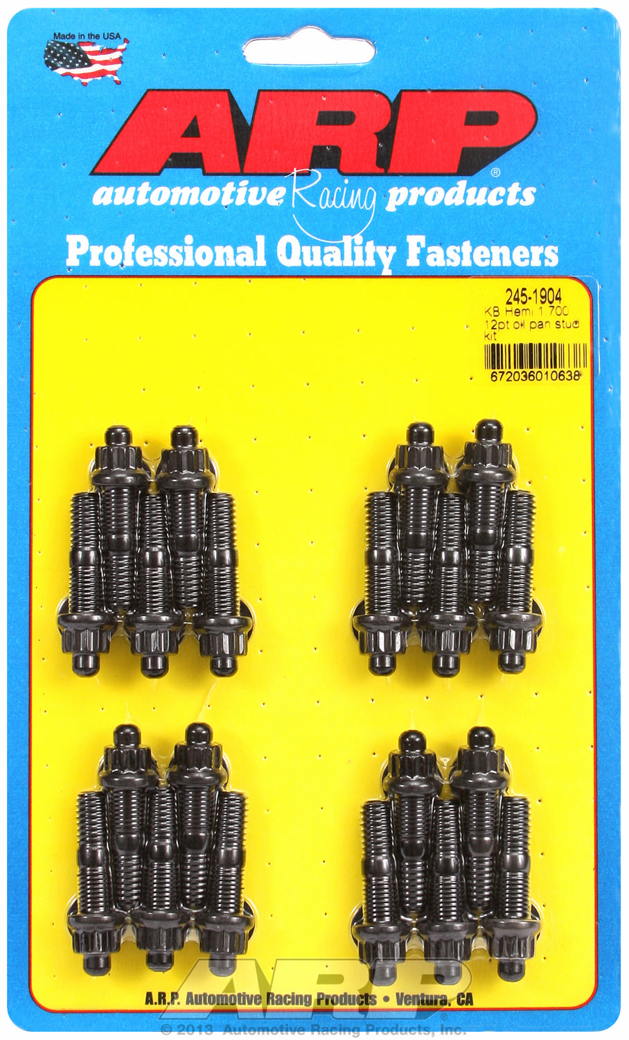 12-Pt Head Black Oxide Oil Pan Stud Kit for Chrysler KB Hemi, 1.700˝ U.H.L