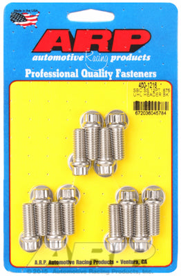 Header Bolt Kit For Chevrolet 3/8˝ dia. bolt, 3/8˝ wrench Stainless 12-Pt Head