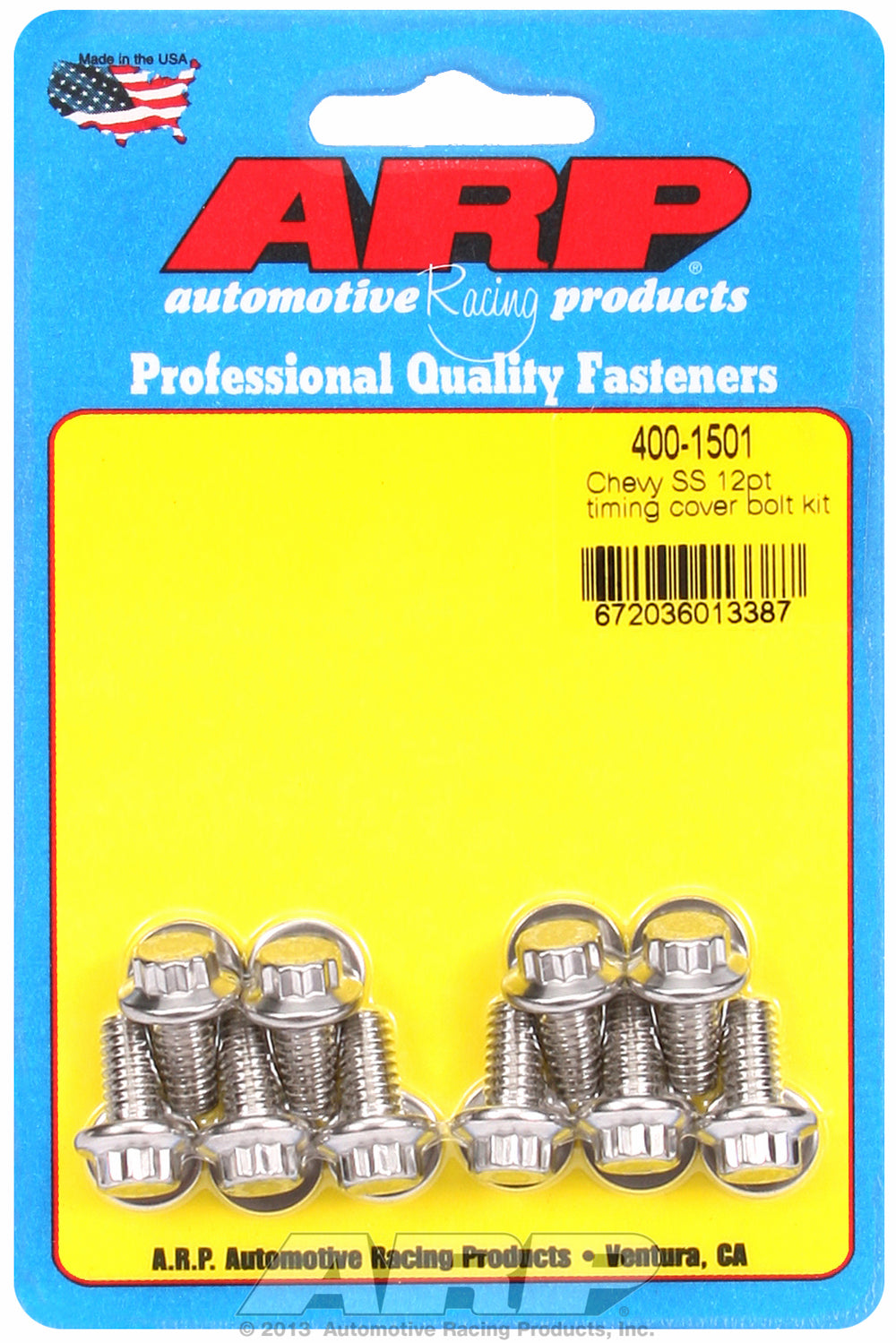 All V8, timing cover for Chevrolet Stainless 12-Pt Heads
