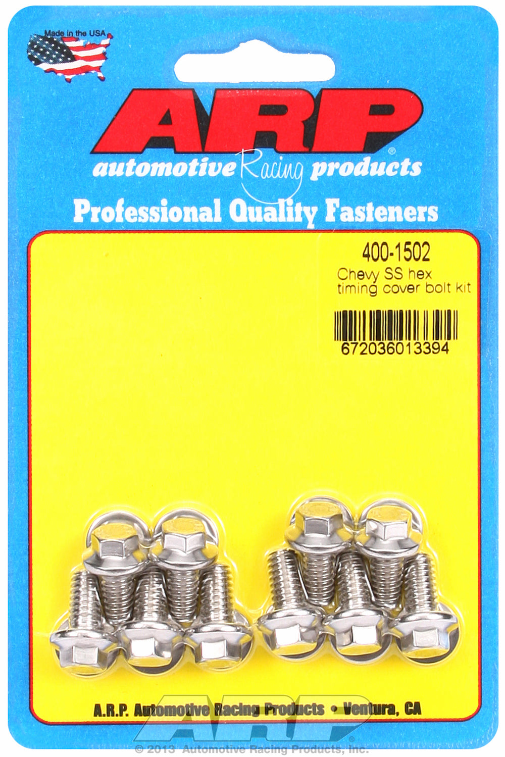 All V8, timing cover for Chevrolet Stainless Hex Heads