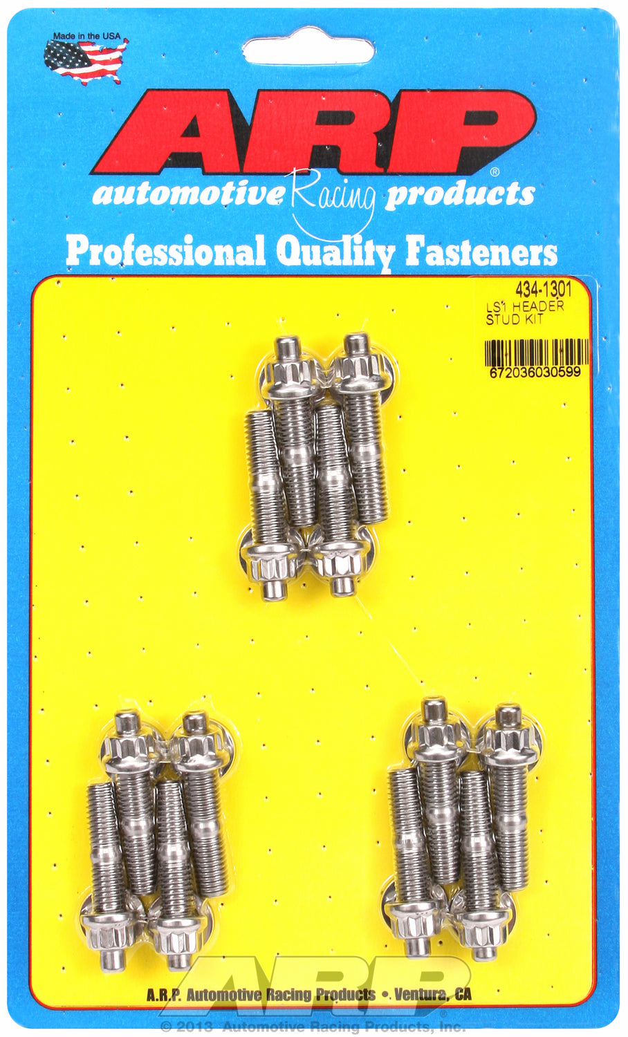 Header Stud Kit for Chevrolet 3/8˝ wide header flange - stud kit Stainless 12-Pt Head