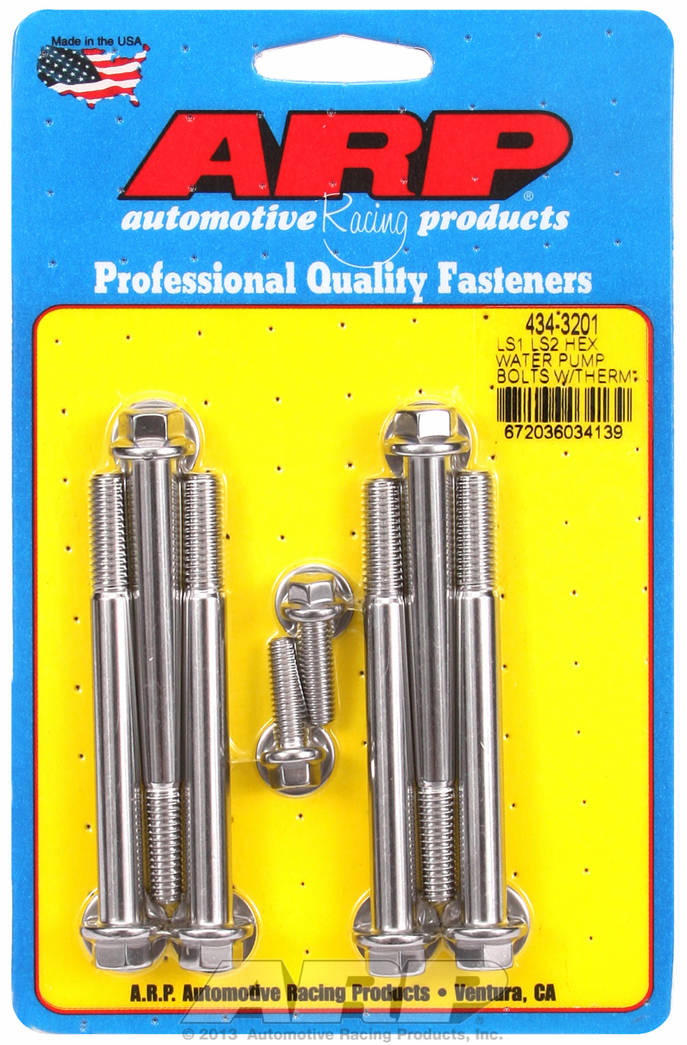 Gen III/IV LS Series, water pump with thermostat housing bolts for Chevrolet Stainless Hex Heads