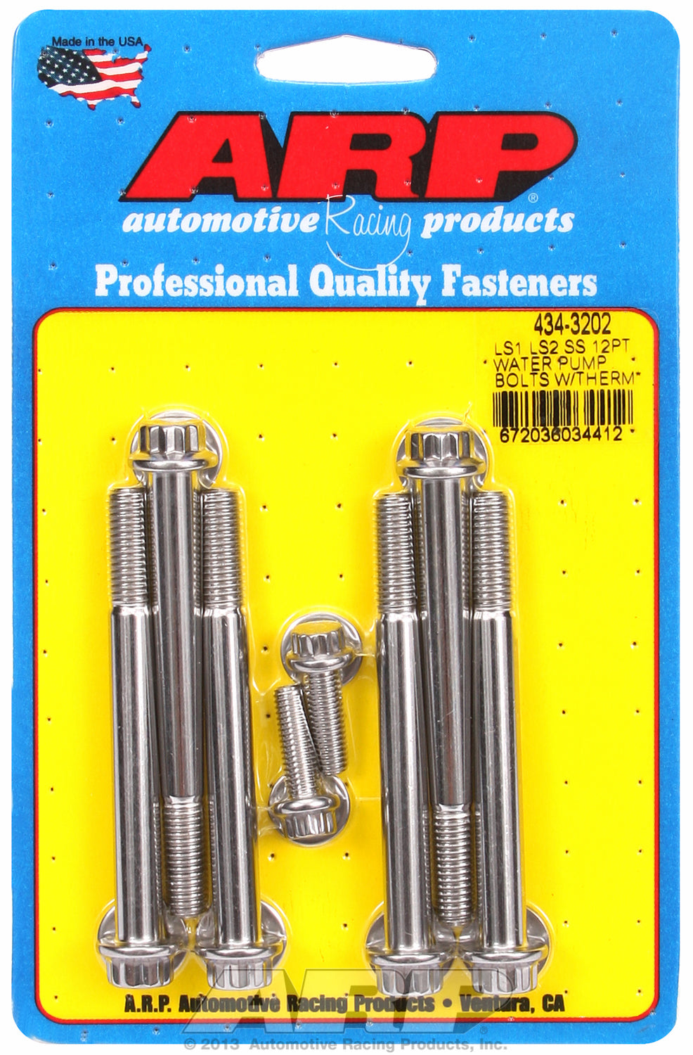 Gen III/IV LS Series, water pump with thermostat housing bolts for Chevrolet Stainless 12-Pt Heads