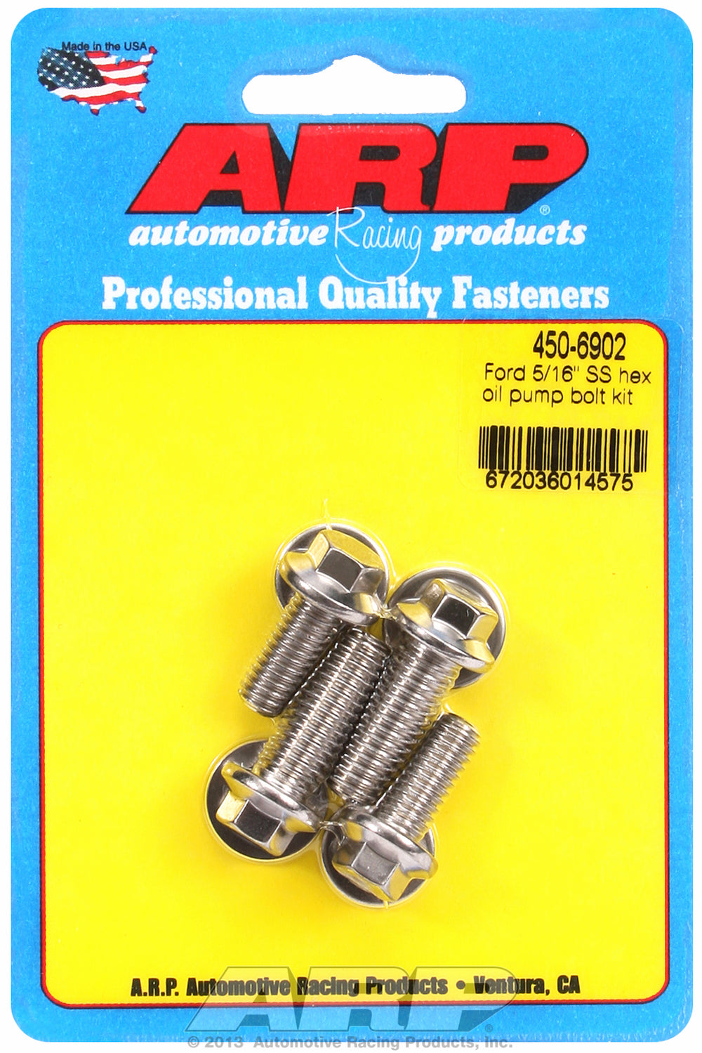 Oil Pump Bolt Kit for Ford 3/8˝ & 5/16˝ 4 piece bolt kit Stainless - Hex Head