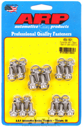 12-Pt Head Stainless Oil Pan Bolt Kit for Ford 289-302-351C & 351W (early model)