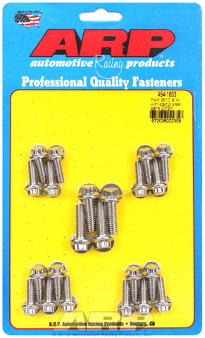 12-Pt Head Stainless Oil Pan Bolt Kit for Ford 302-351W (late model with side rails)