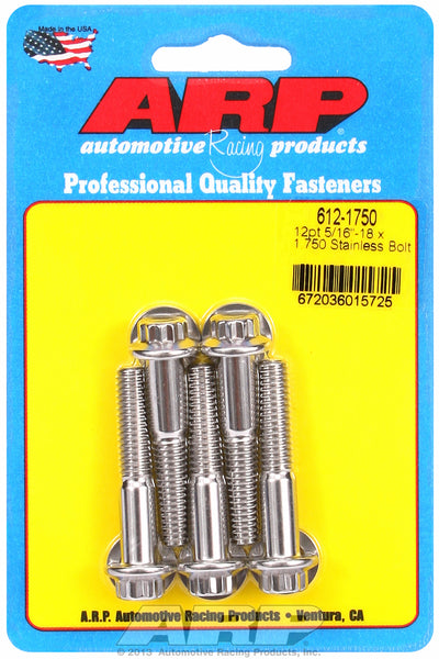ARP S/S Bolt Kit - 12pt (5) 5/16-18 x 1.750 ARP S/S Bolt Kit - 12pt (5) 5/16-18 x 1.750