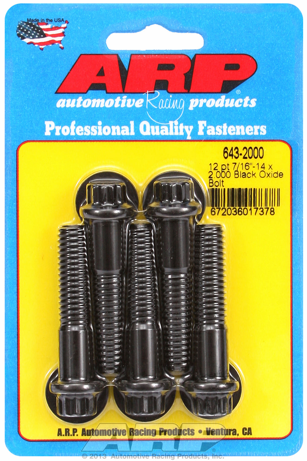 7/16-14 x 2.000 12pt black oxide bolts