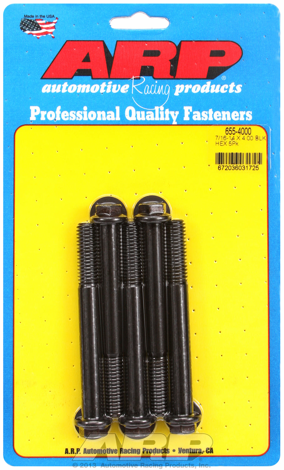 7/16-14 X 4.000 hex 1/2 wrenching black oxide bolts