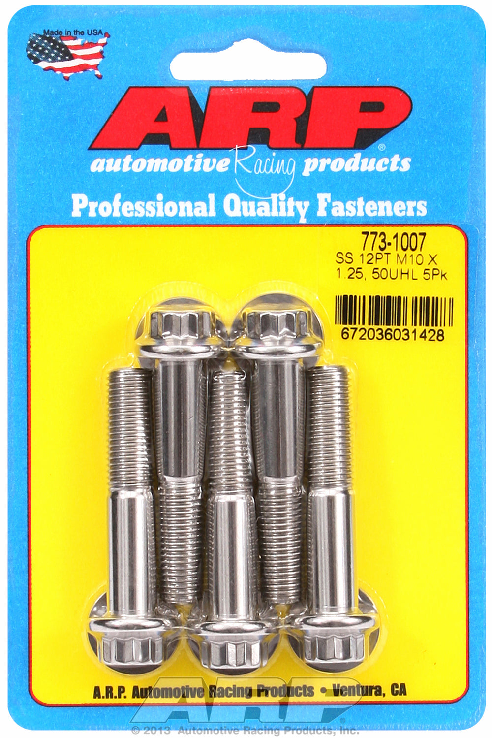 M10 x 1.25 x 50 12pt SS bolts