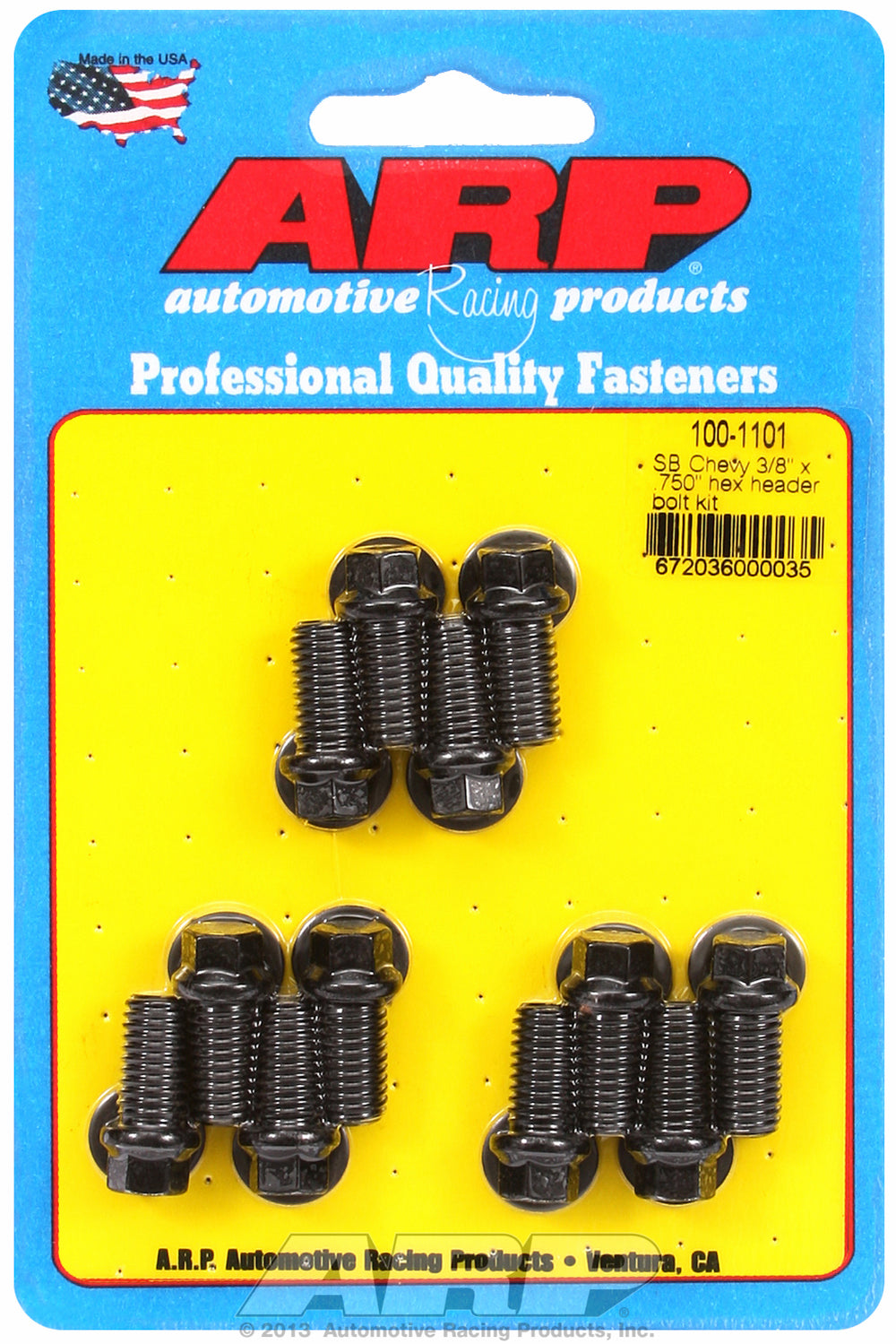 Header Bolt Kit for Chevy Small Block 3/8in x .750in Black Oxide Hex Head