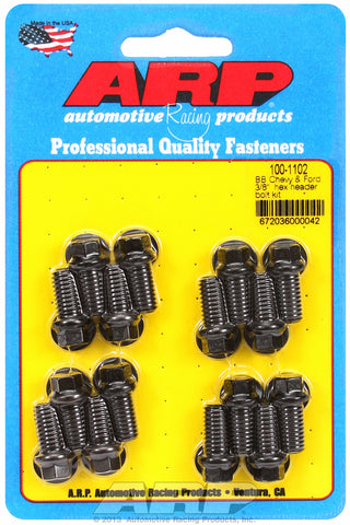 Header Bolt Kit for Chevy Big Block 3/8in x .750in Black Oxide Hex Head