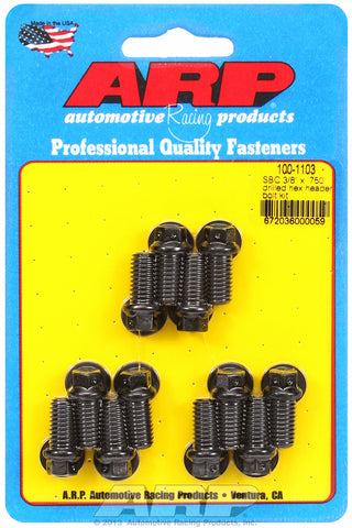 Header Bolt Kit for Chevy Small Block 3/8in x.750in Drilled Black Oxide Hex Head