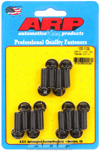 Universal Header Bolt Kit 5/16in wrench, 3/8in, 1.000in UHL Black Oxide Hex Head