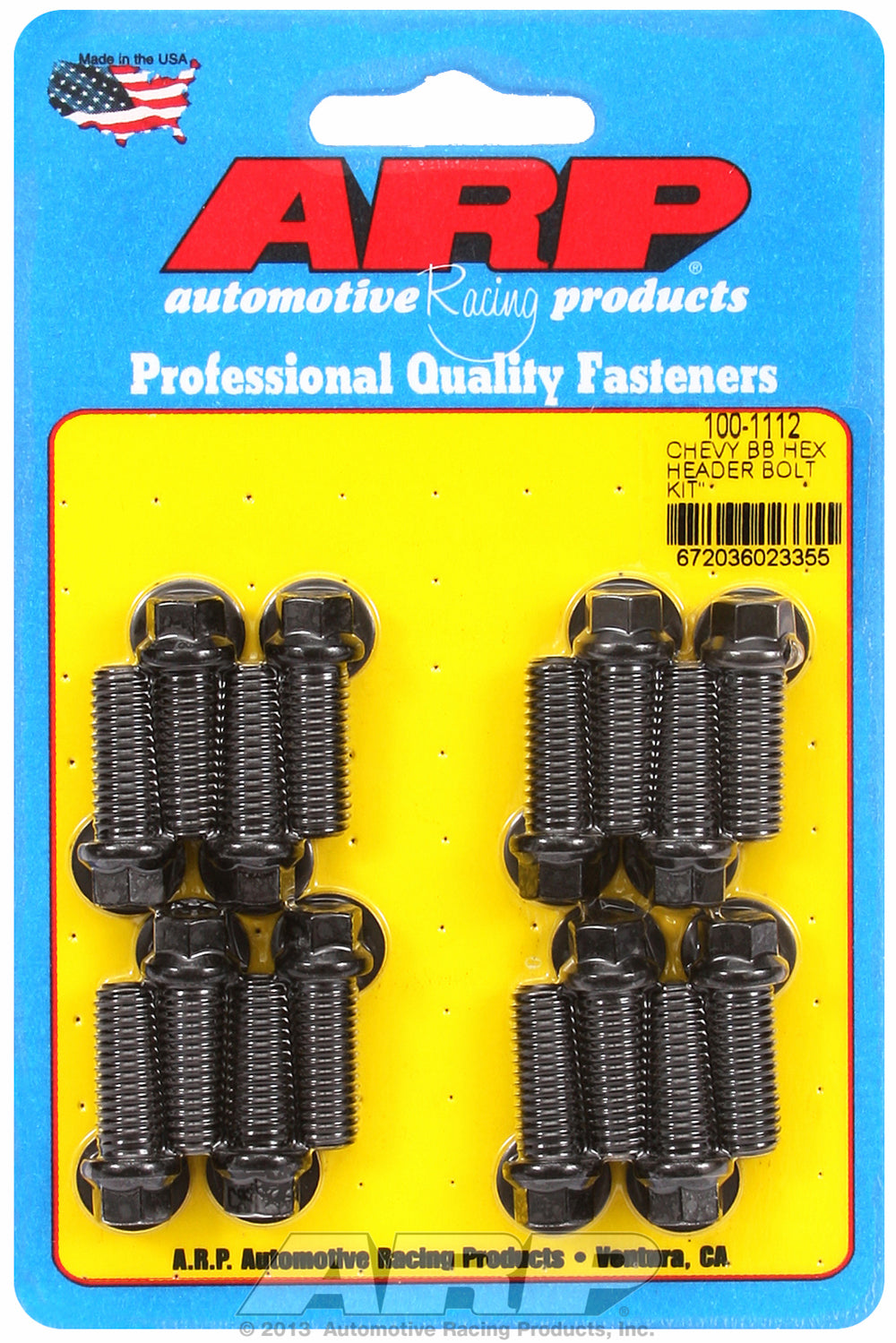 Header Bolt Kit for Chevy Big Block 3/8in Dia. 1.000in UHL Black Oxide Hex Head
