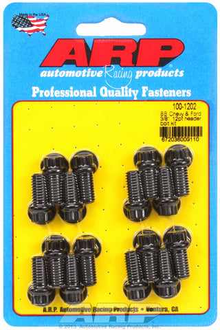 Header Bolt Kit for Chevy Big Block 3/8in x .750in Black Oxide 12-PT Head