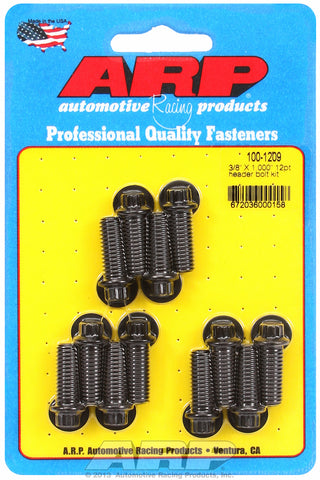 Universal Header Bolt Kit 5/16in wrench, 3/8in, 1.000in UHL Black Oxide 12-Pt Head