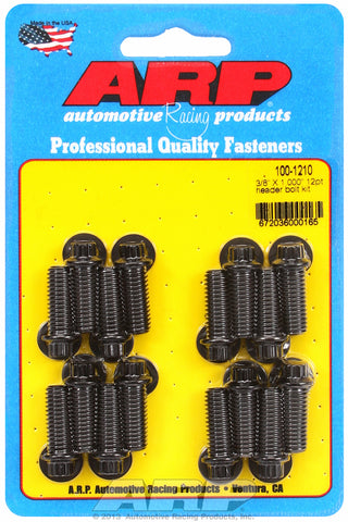 Universal Header Bolt Kit 5/16in wrench, 3/8in, 1.000in UHL Black Oxide 12-Pt Head