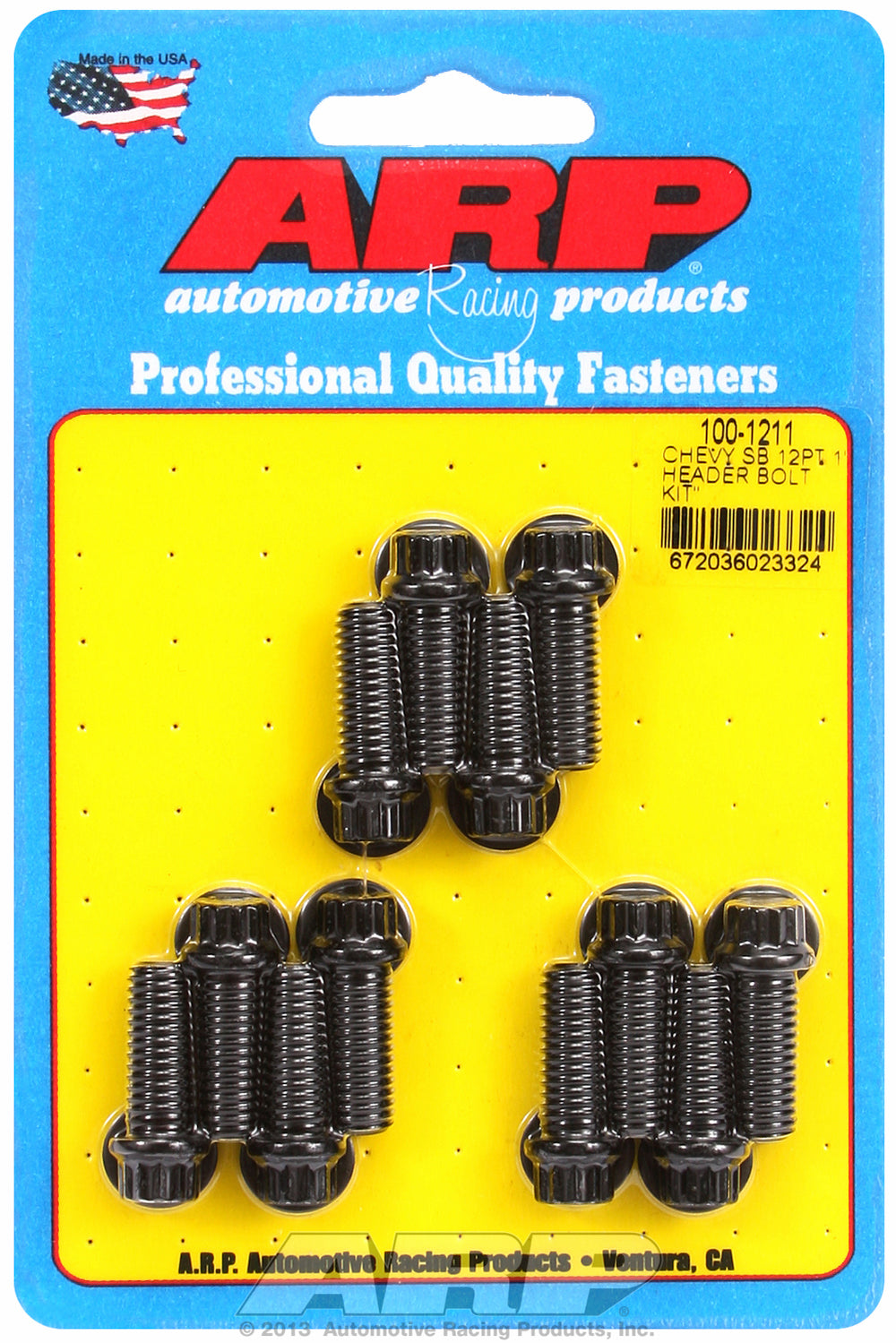 Header Bolt Kit for Chevy Small Block 3/8in Dia. 1.000in UHL Black Oxide 12-Pt Head