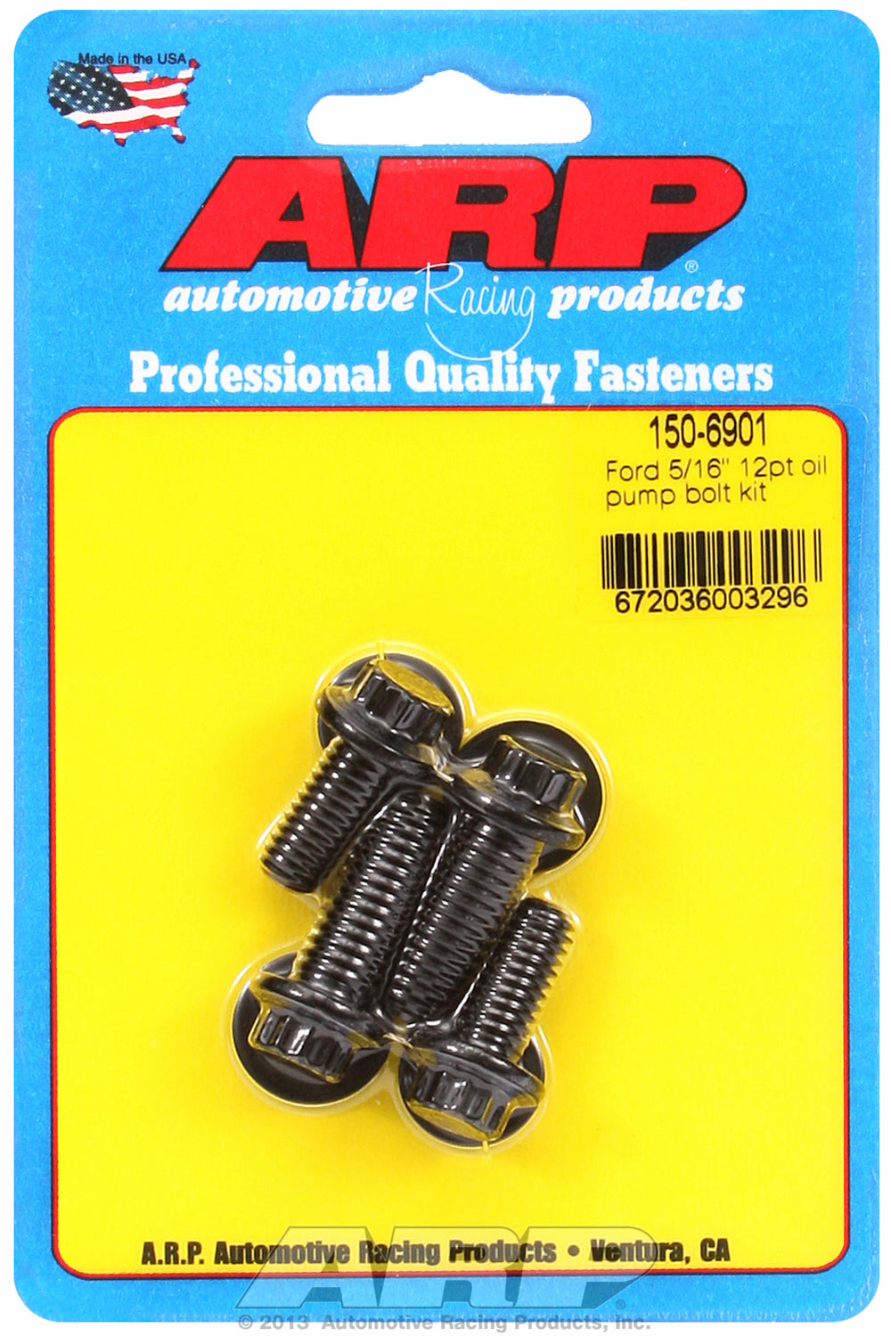 Oil Pump Bolt Kit for Ford 3/8˝ & 5/16˝ 4 piece bolt kit Black Oxide - 12-Pt Head