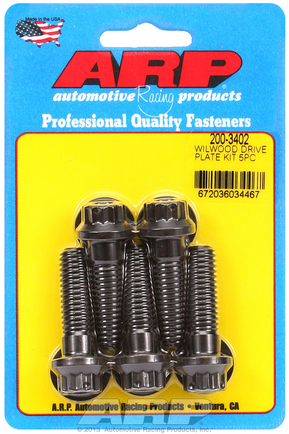 Drive Plate Bolt Kit for Wilwood, 7/16in, Drilled 12pt Head, 5pcs