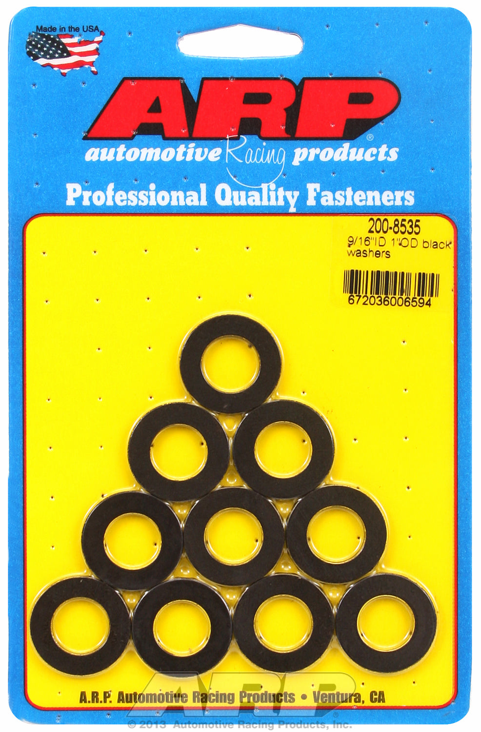 Black Oxide 10-PC Pack SAE Special Purpose Washers w/ Chamfer