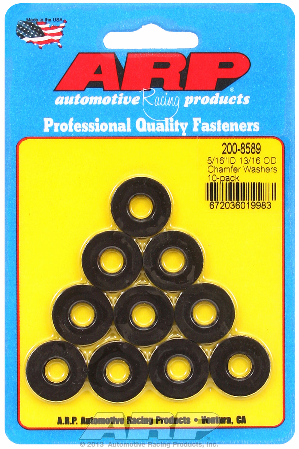 Black Oxide 10-PC Pack SAE Special Purpose Washers w/ Chamfer