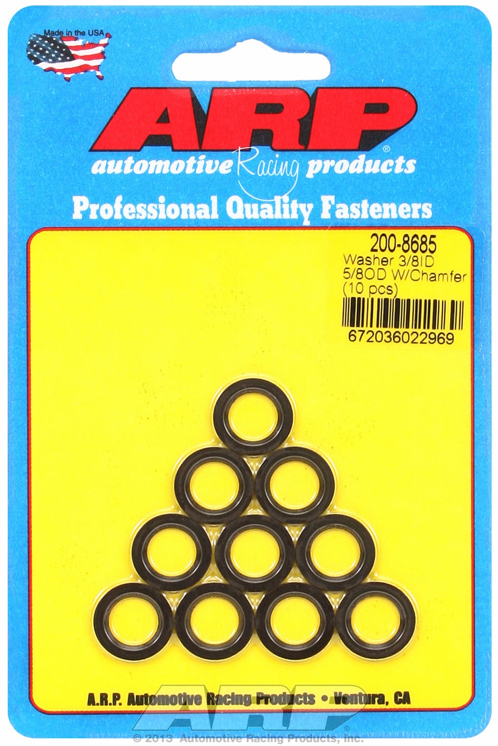 Black Oxide 10-PC PackSAE Special Purpose Washers w/ Chamfer