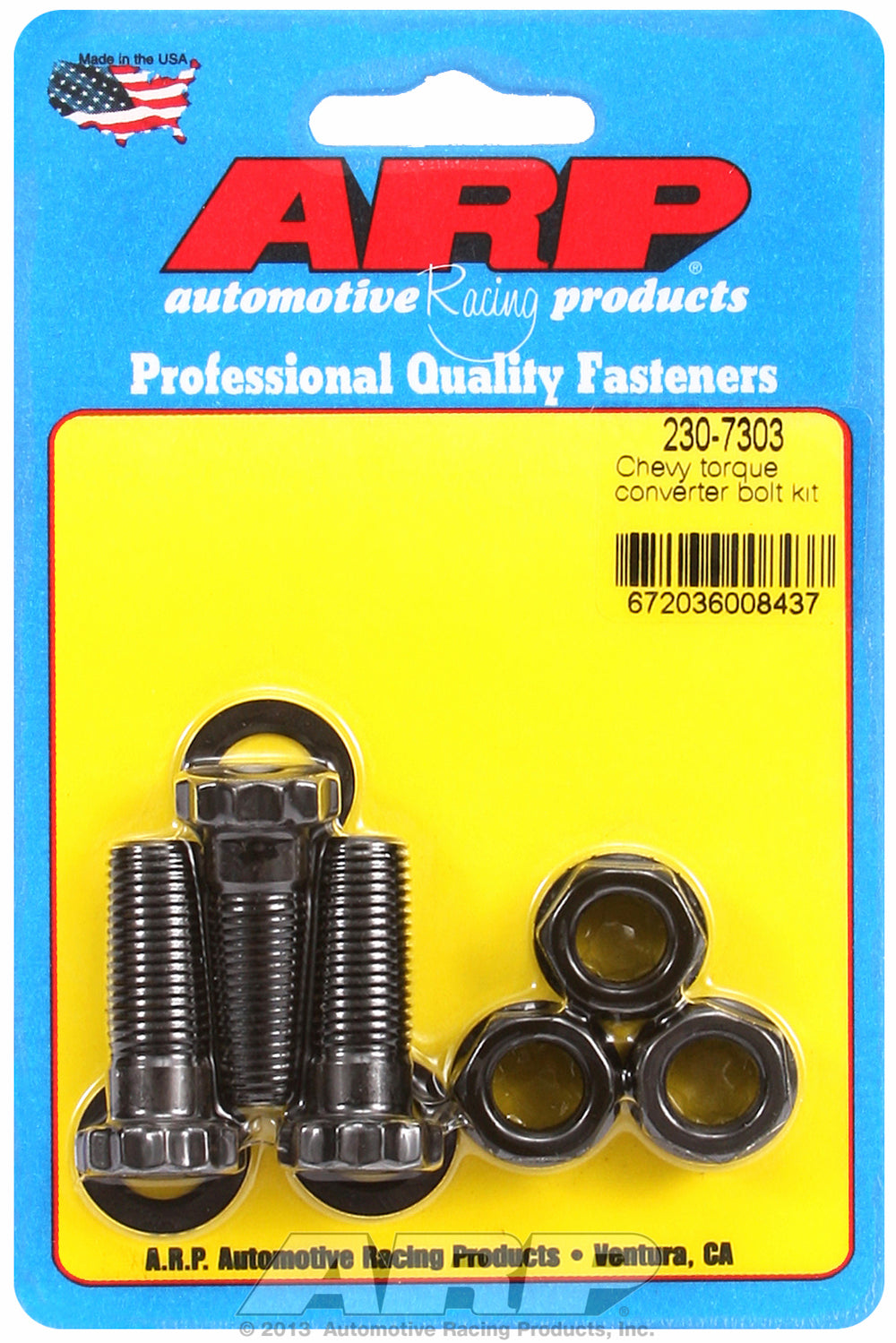Pro Series Torque Converter Bolts for GM Powerglide, TH350 & TH400 w/ race converter - 1/2˝ thick ta