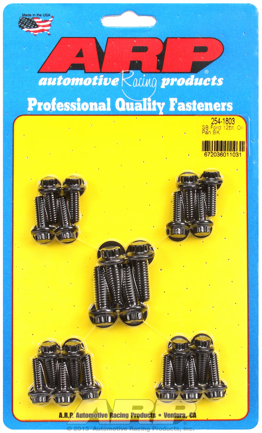 12-Pt Head Black Oxide Oil Pan Bolt Kit for Ford 302-351W (late model with side rails)