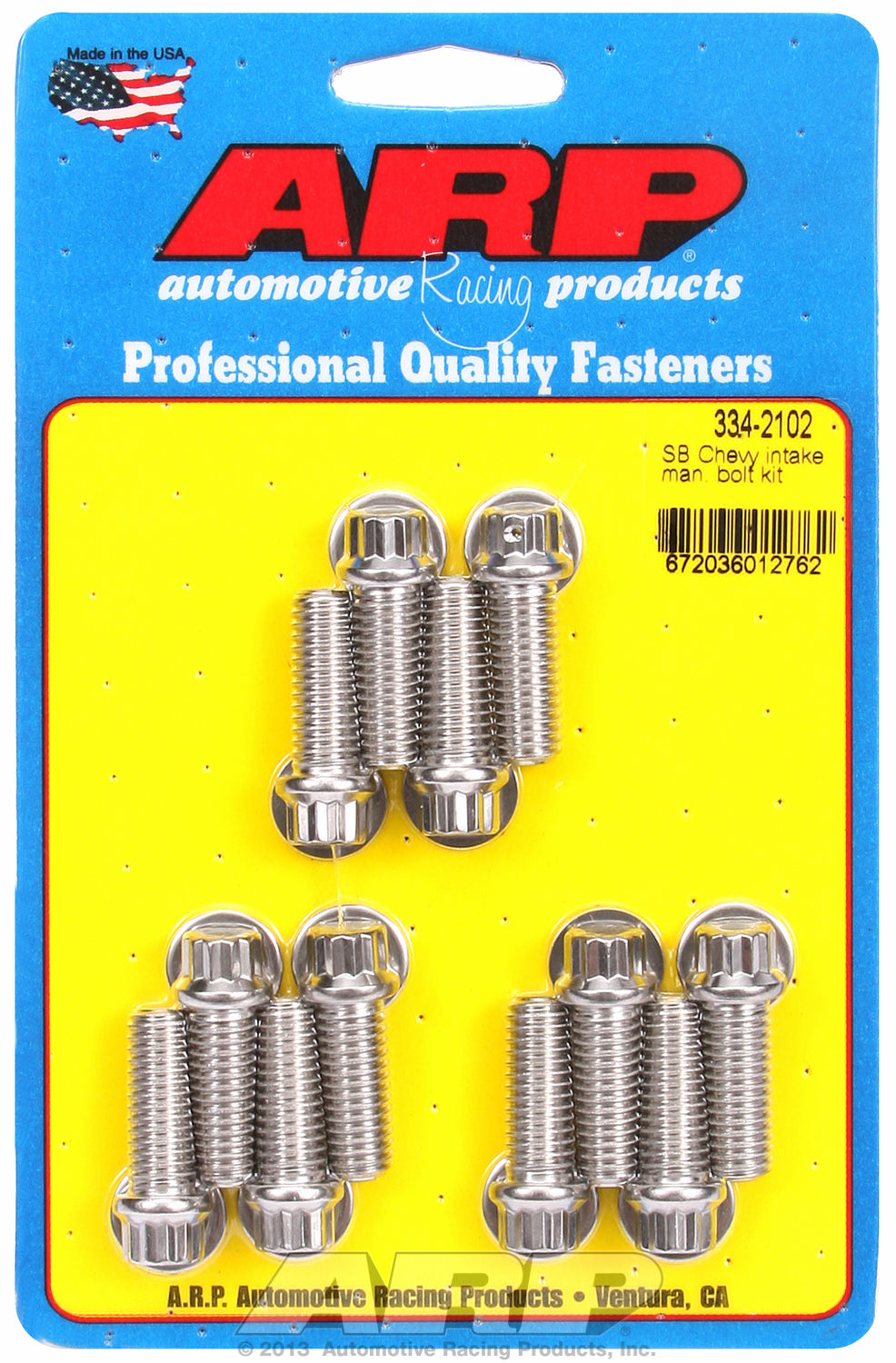 Hex Head Stainless Intake Manifold Bolts for Chevrolet Small block, 1.000˝, drilled