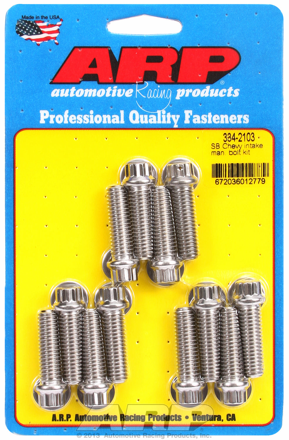 Hex Head Stainless Intake Manifold Bolts for Chevrolet Small block, 1.250˝, drilled