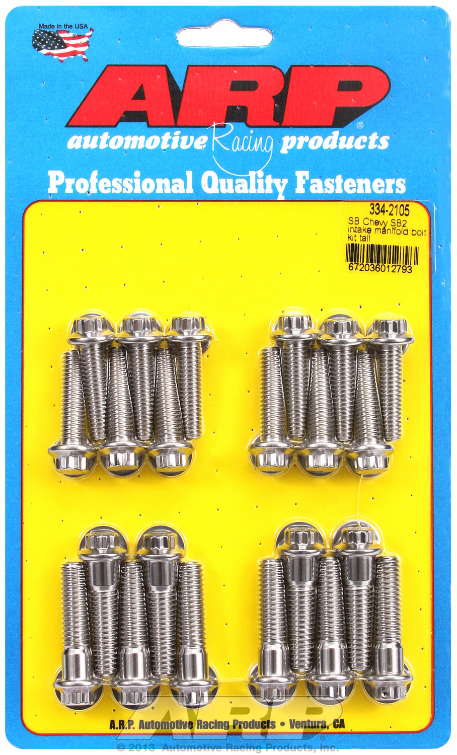 Hex Head Stainless Intake Manifold Bolts for Chevrolet SB 2, tall deck