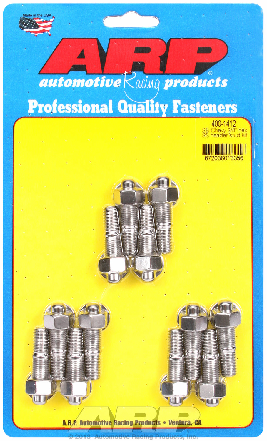 Header Stud Kit for Chevrolet 3/8˝ dia. stud Stainless Hex Head