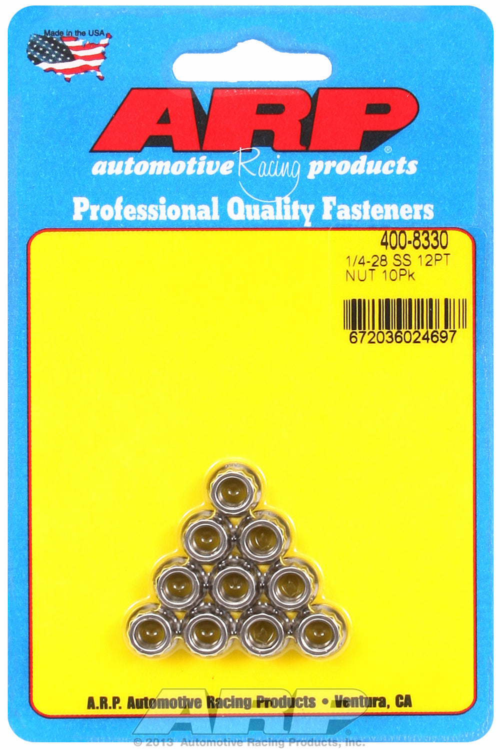 1/4in  ARP Polished Stainless Steel 12-pt Nut Kit