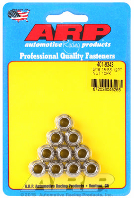 5/16in  ARP Polished Stainless Steel 12-pt Nut Kit