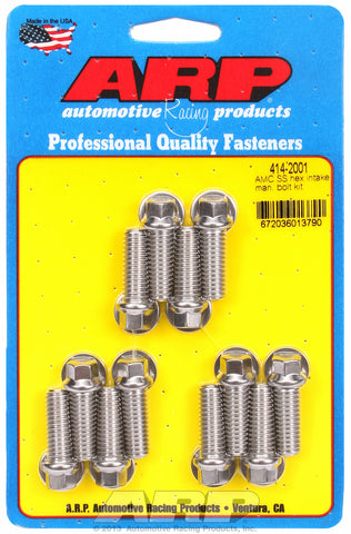 Hex Head Stainless Intake Manifold Bolts for AMC 290-343-390 cid, uses 3/8˝ socket
