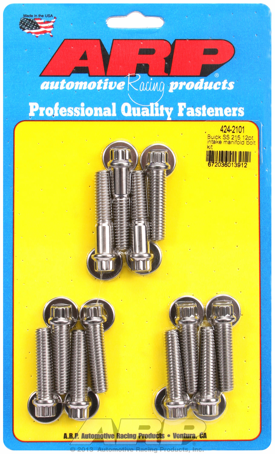 12-Pt Head Stainless Intake Manifold Bolts for Buick 215 cid, uses 3/8˝ socket