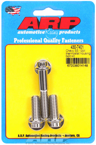 Thermostat Housing Bolt Kit for Chrevrolet (3 pc) Stainless - 12-Pt Head
