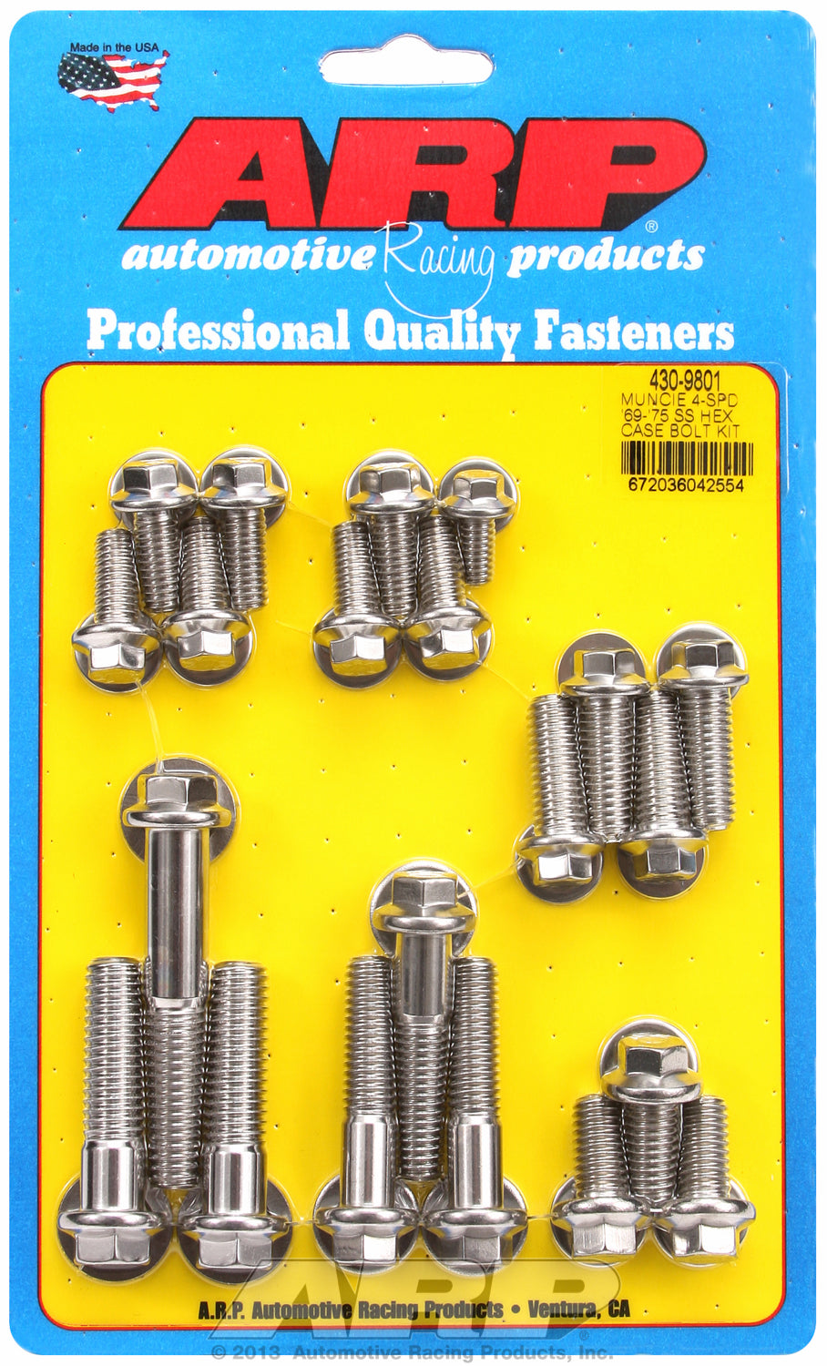 Manual Transmission Cast Bolt Kit for GM Muncie 4 Speed Stainless - Hex Head