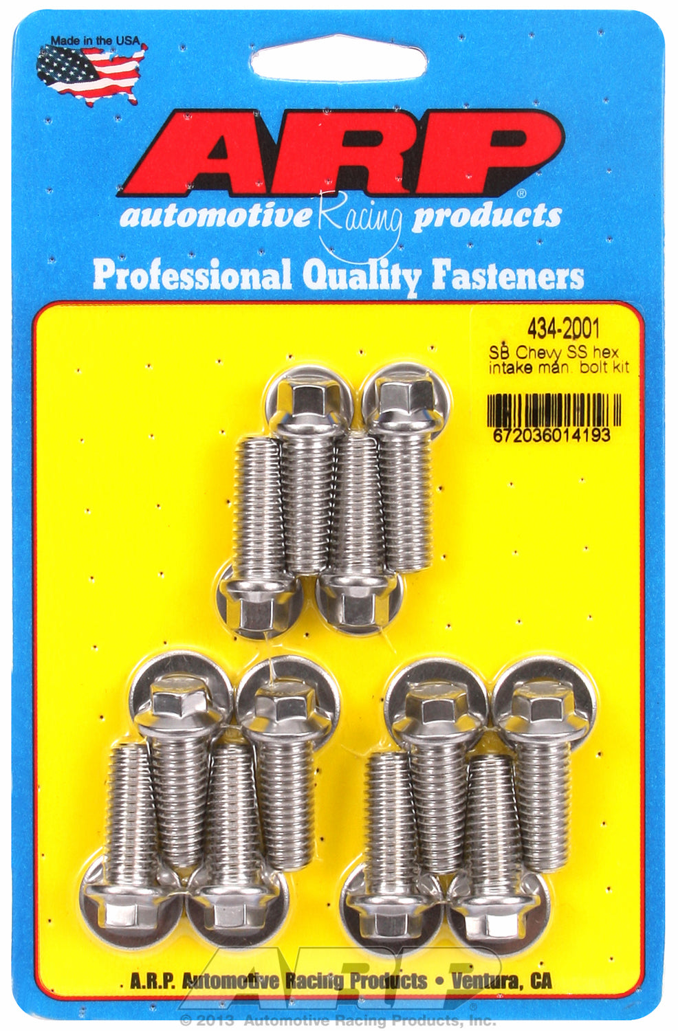 Hex Head Stainless Intake Manifold Bolts for Chevrolet 265-400 cid, factory OEM, 1.000˝, 12 pieces