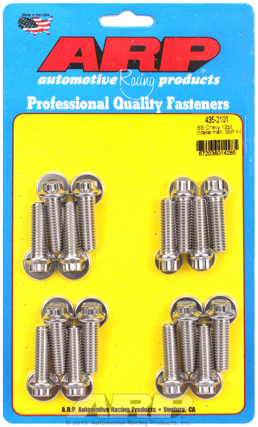12-Pt Head Stainless Intake Manifold Bolts for Chevrolet 396-454 cid, 1.250˝ U.H.L.