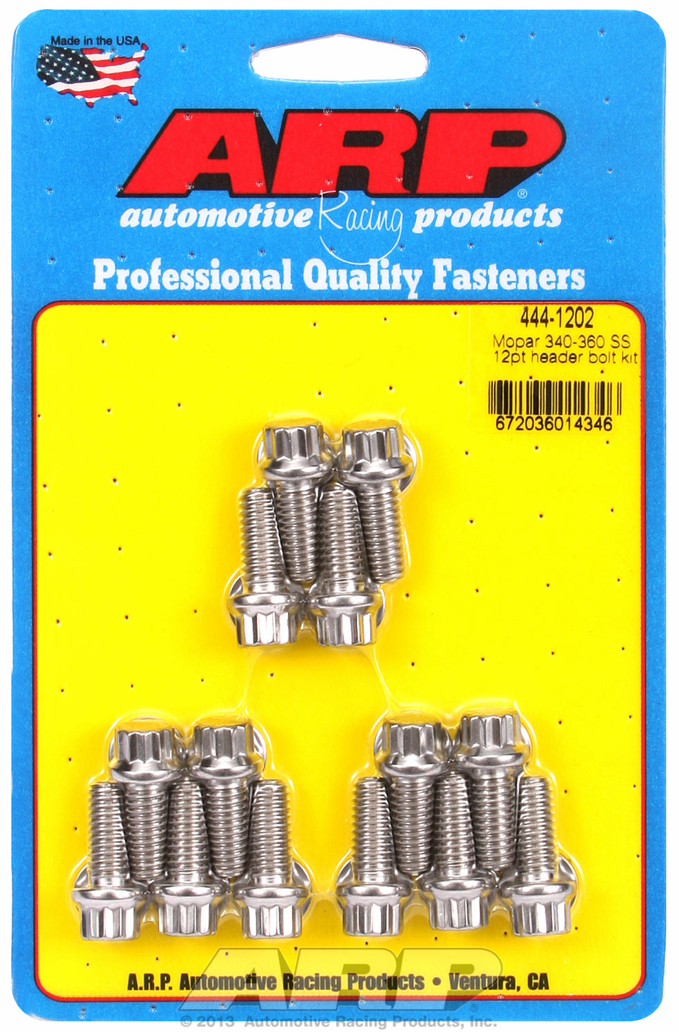 Header Bolt Kit For Chrysler 5/16˝ dia. bolt Stainless 12-Pt Head