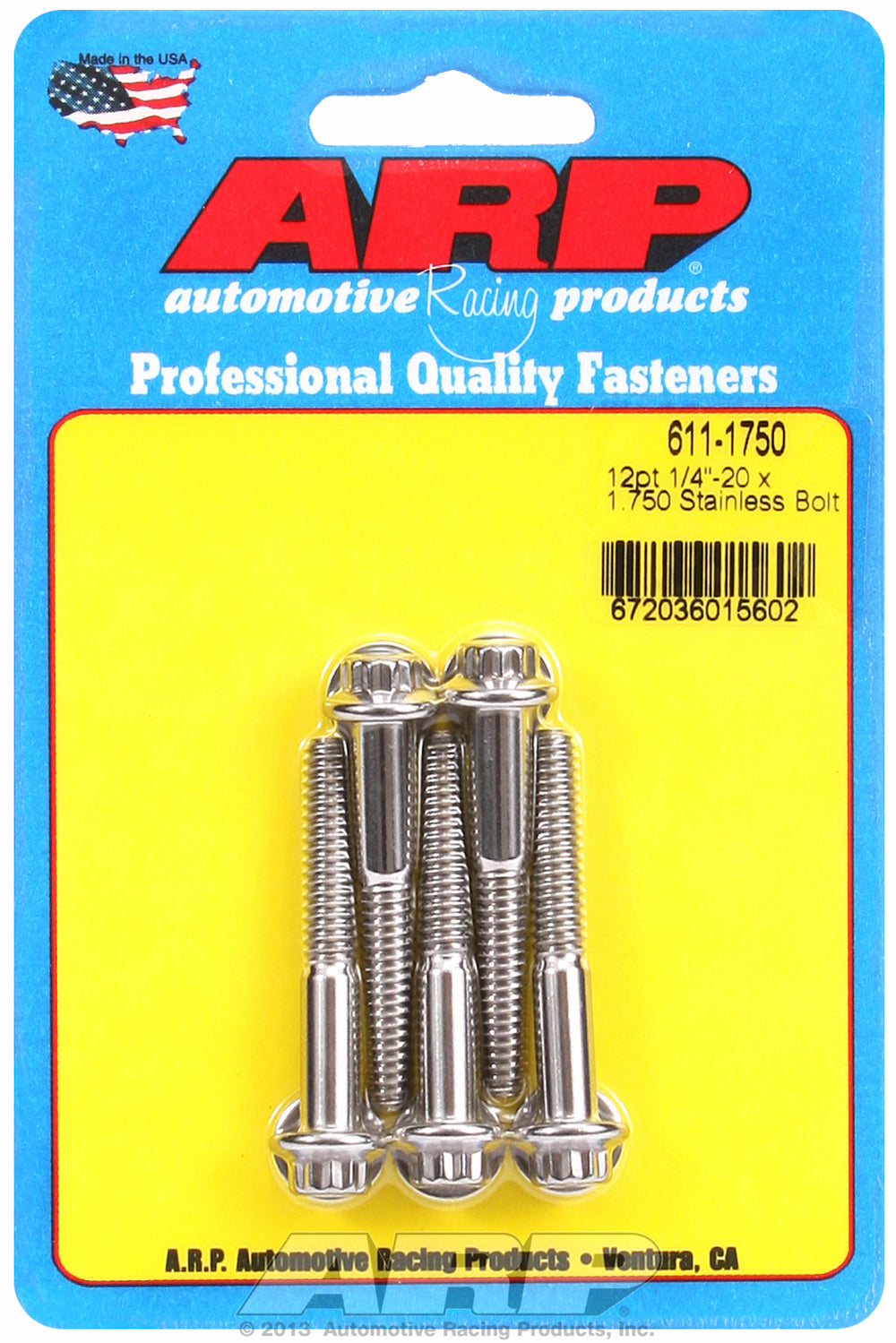 1/4-20 x 1.750 12pt SS bolts