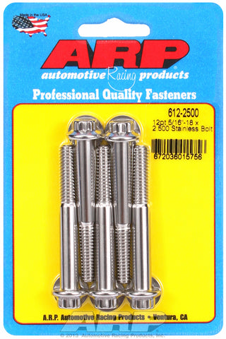 5/16-18 x 2.500 12pt SS bolts