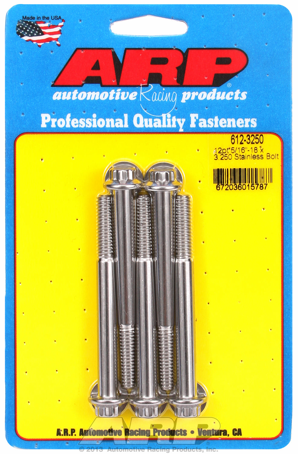 ARP S/S Bolt Kit - 12pt (5) 5/16-18 x 3.250 ARP S/S Bolt Kit - 12pt (5) 5/16-18 x 3.250