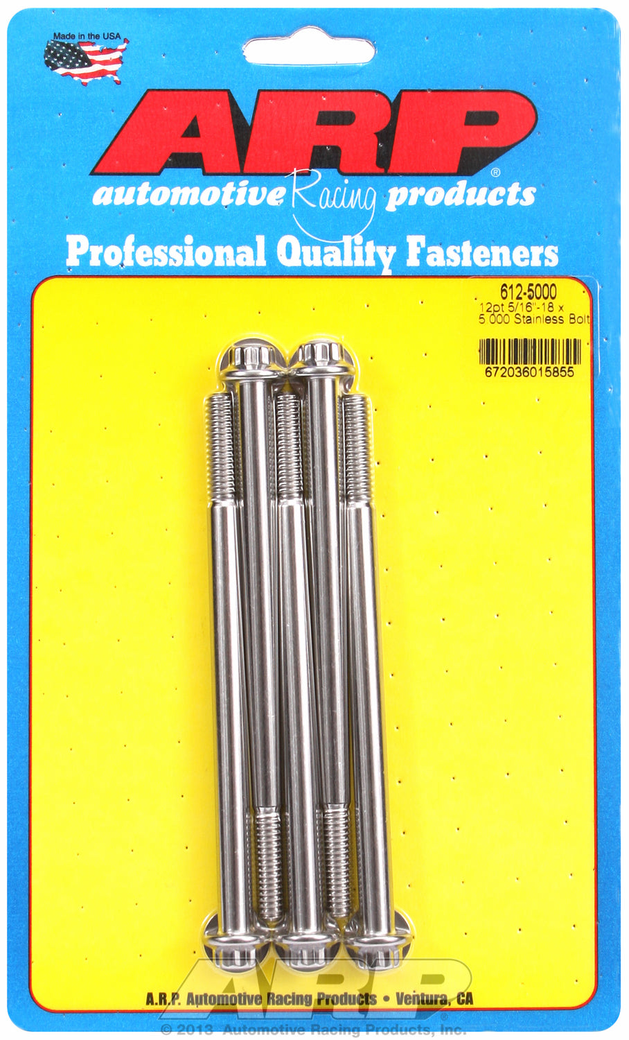 5/16-18 x 5.000 12pt SS bolts