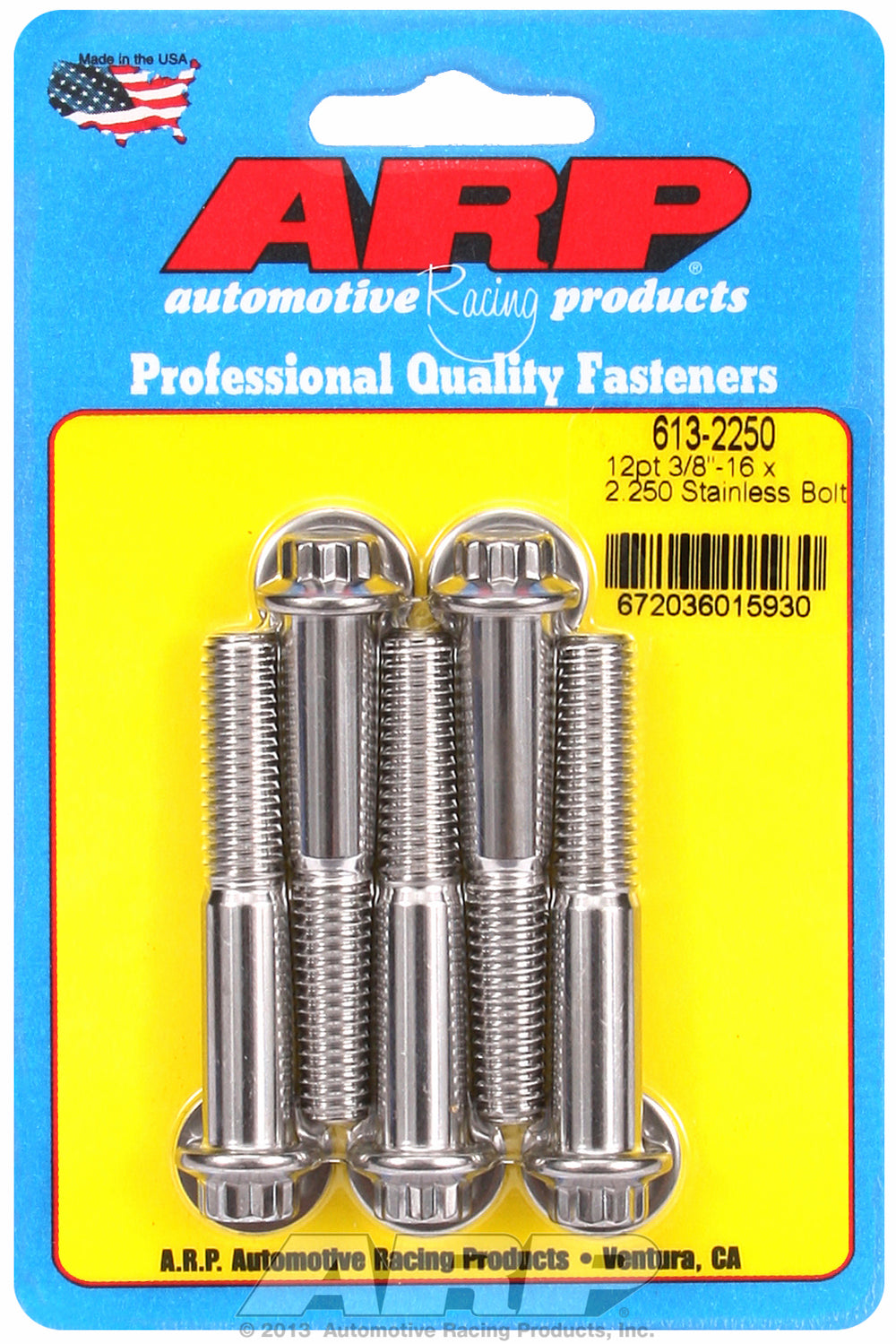3/8-16 x 2.250 12pt SS bolts