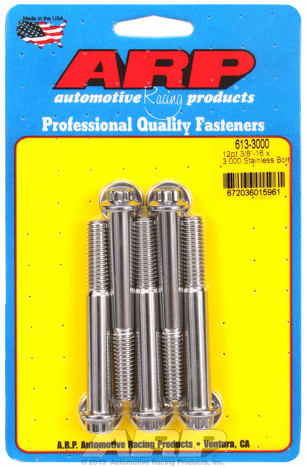 3/8-16 x 3.000 12pt SS bolts